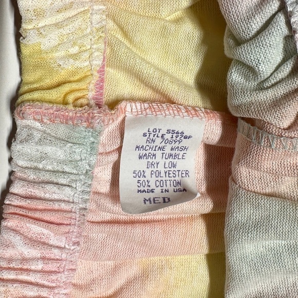 Vintage NWT Tee Shorts Set Pastel Watercolor Lace Hearts Cotton Blend USA Medium - Picture 7 of 15